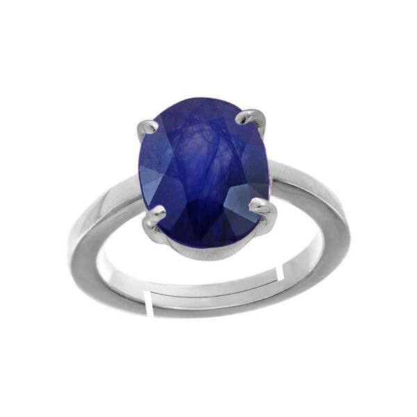 CERTIFIED BLUE SAPPHIRE NEELAM 6.5CTS OR 7.25RATTI 92.5 STERLING SILVER ADJUSTABLE RING