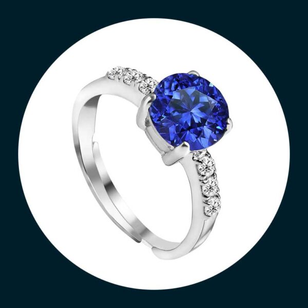 CLARA 925 STERLING SILVER ROYAL BLUE EYE RING WITH ADJUSTABLE BAND